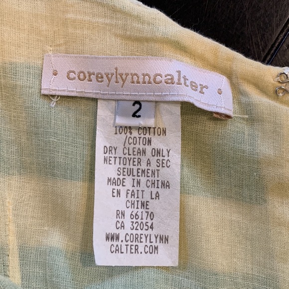 Corey Lynn Calter Caranday Green & Cream Striped mini fit & flare dress - Picture 3 of 3